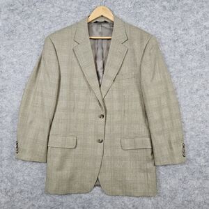 Jos A Bank Men's Size 42R Beige‎ Windowpane Blazer/Sport Coat/Suit Jacket SPOT